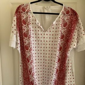 Suzanne Betro weekend Top, size 3x, red & white